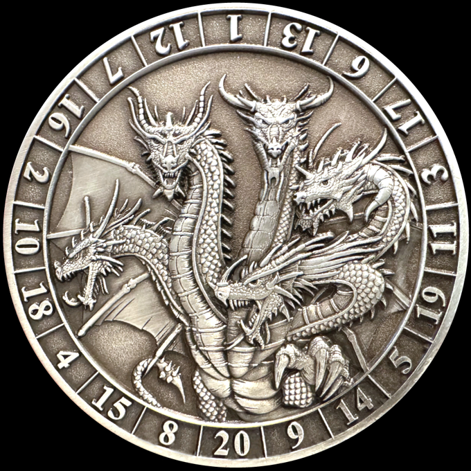 Dice Coins - d20 Five-Headed Dragon